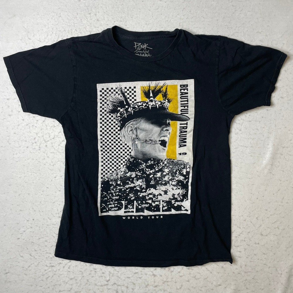 P!nk Beautiful Trauma World Tour T-Shirt Unisex Large‎ Black Graphic Tee 2019